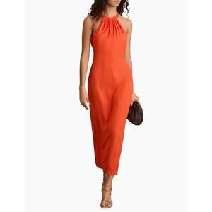 Reiss Orange Erika Craft-Stitch Halterneck Dress